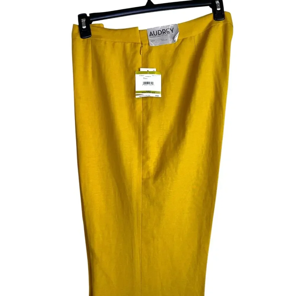 Kasper the Audrey Linen Trouser Straight Leg in Butterscotch Yellow Women's 14 - Picture 4 of 15